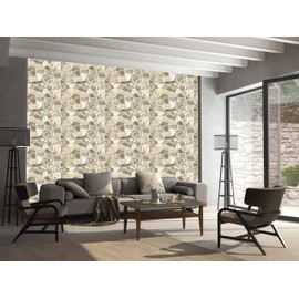Dundee Deco 3D Wall Panels - Beige Brown Faux Stone PVC Wall Paneling for Interior Wall Decor, SAMPLE 9" x 9"
