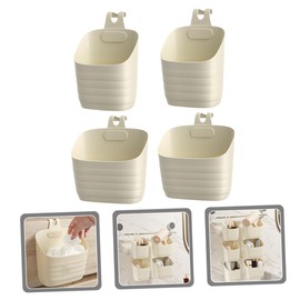 STOBAZA 4pcs Wall Hanging Storage Baskets Stackable Punch Containers for Kitchen and Bathroom Organization Material Cream White Large Small