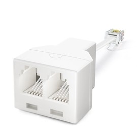 moeverEX Phone Jack Splitter for Landline Telephone 1 in 2 Out RJ11 6P4C 2 Way Adapter with 2.5 Inch Cable