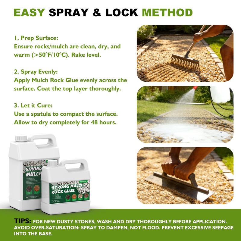 Mulch Glue for Landscaping, 135 oz Pet-Safe Binder Spray, Covers
