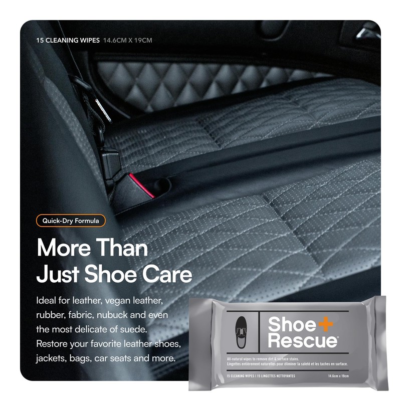 ShoeRescue All-Natural Cleaning Wipes. Remove Dirt & Surface Stains from