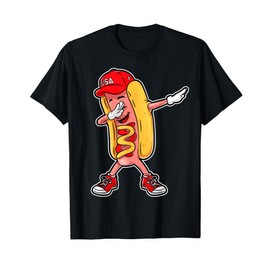 Dabbing Hot Dog T shirt 4th of July Hotdog Merica USA Kids T-Shirt