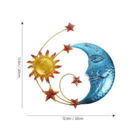 Zerodeko Mosaic Crescent Moon and Sun Moon Sun Stars Wall Decor Metal Moon Sun Stars Wall Hanging Wall Art Sculpture Decor for Indoor Outdoor (Mixed Color)