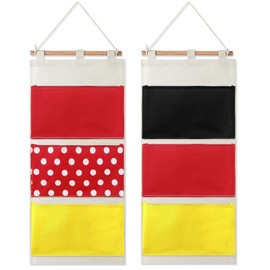 Riakrum 2 Pcs Fish Extenders Gift Hanger with 3 Pockets FE Hanging Organizer Easily Customize 2025 Cruise Travel FE for Gift Exchanges and Pixie Dusting (Red,Black and Yellow)