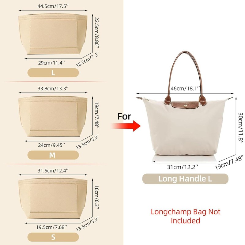 JIAMOEAT Pocket Insert Organiser for Longchamp Le Pliage L -