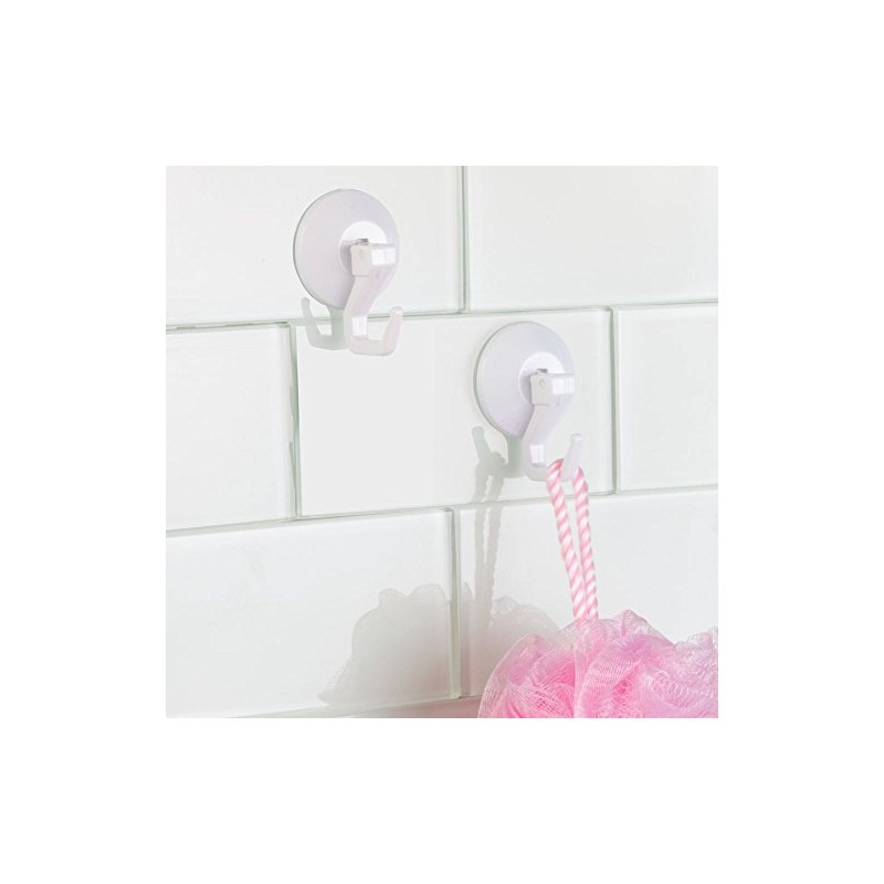 iDesign Power Lock Bathroom Shower Plastic Suction Cup Hooks for