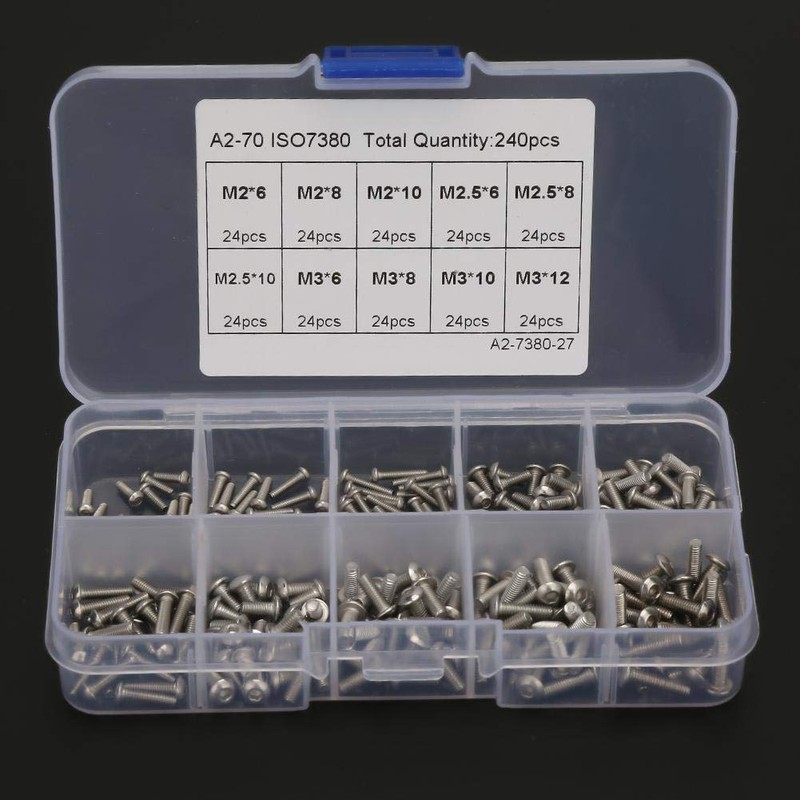 240pcs M2 M2.5 M3 Stainless Steel Hex Socket Screws with