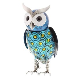Hand Painted Owl Ornament Metal H20cm x W11cm x D12cm Birds Home Decor