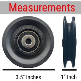 TreadLife Fitness 3.5" Universal Pulley Wheel w/Gym Grade Bearings | Replacement for Cable Pulley System Gym | Heavy Duty, Shatter Proof Cable Machine Attachment