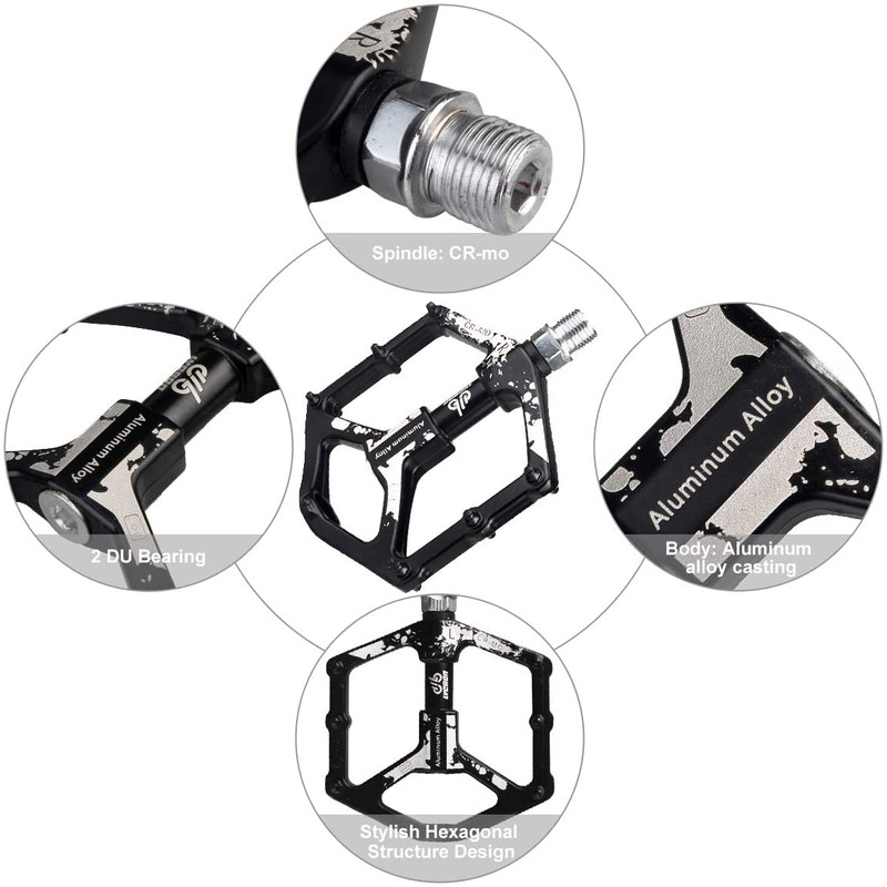 LYCAON Bike Bicycle Pedals, Light Aluminum Alloy Casting Body, 2DU
