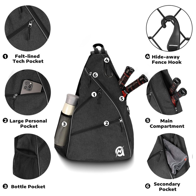 A11N Pickleball Bag, Reversible Crossbody Sling Bag/Backpack for Women Men,