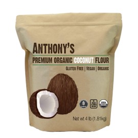 Anthony's Organic Coconut Flour, 4 lb, Batch Tested Gluten Free, Non GMO, Vegan, Keto Friendly