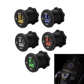 MASO Car Motorcycle DC 12-24V Dual LED Digital Round Panel Voltmeter Ammeter Amp Volt Meter Guage(Red)