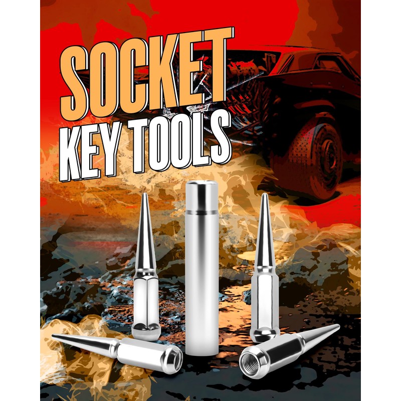 Spike Lug Nuts Socket Key, Stripped Lug Nut Remover, 19mm