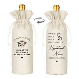 TBITON Registered Nurse Graduation Gift Wine Bag, Graduation Gift, College Graduation Party, Pairs Well with Becoming A Registered Nurse (Beige-Nurse)