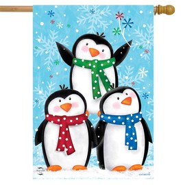 Winter Penguins House Flag 40" x 28" Briarwood Lane