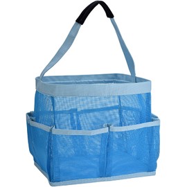 Mesh Shower Bag - Easily Carry and Organize Your Bathroom Accessories and Toiletry Essentials While Taking a Shower. (9-Pockets | Blue)