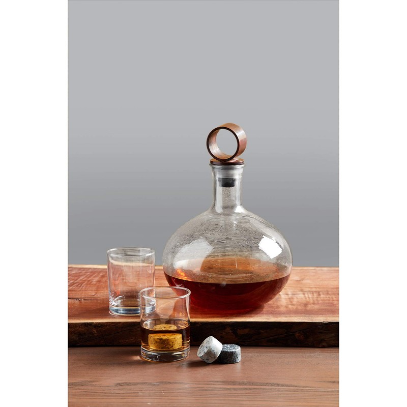 Mud Pie Textured Glass Decanter, 12" x 10" dia, Clear