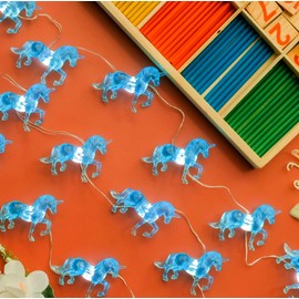 Unicorn Night Lights Fairy String Lights Cute Decorative Unicorn Lights Gifts 20 LEDs 8.5ft USB Powered or Battery Operated with Remote for Bedroom Classroom Barn Holiday Christmas Decoration