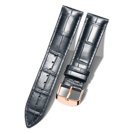 BINLUN Leather Watch Band Genuine Calfskin Replacement Watch Strap Quick Release Crocodile Pattern 10 Colors 13 Sizes for Men Women（Rose Gold Buckle, Black,16MM）