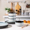 LeRATIO Ceramic Dinnerware Set of 4, Poreclain Plates, Bowls, Handmade
