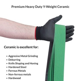 2 X 42 Inch 220 Grit Metal Grinding Ceramic Sanding Belts, Extra Long Life, 6 Pack