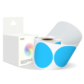 WANSTE 3 Inch Sky-Blue Color Code Dot Stickers,500 PCS Round Labels Stickers in Dispenser Box for Organization, Inventory,Classroom