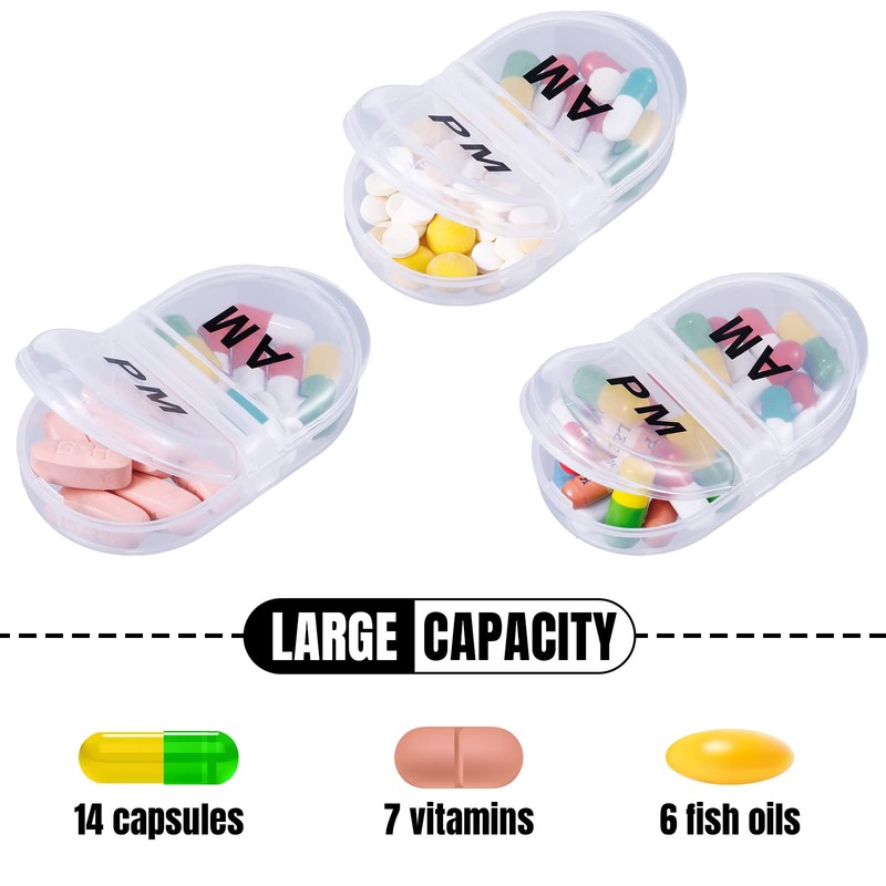 6 Pack Pill Organizer Pocket Small Case Holder Am Pm