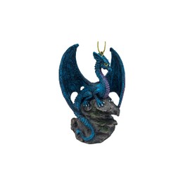 Fantasy Dragon Mythical Creature On Rock Christmas Tree Hanging Ornament Statue