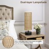 Rattan Table Lamp, Touch Control Bedside Table Lamp with Black