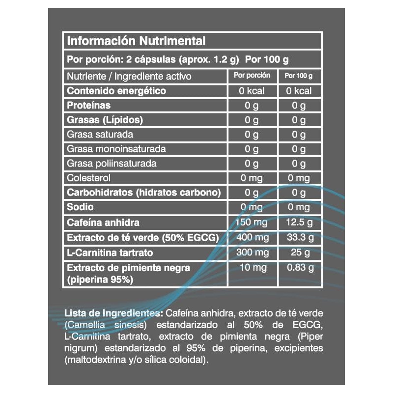 DIAMONDTECH capsulas de acción termogénica con Cafeina y L-Carnitina frasco