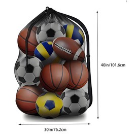 RUIFEN Large Sports Ball Bag - Breathable Mesh Basketball Football Volleyball Storage, Extra Large Sports Equipment Bag, Durable and Portable(40x30 Inch)