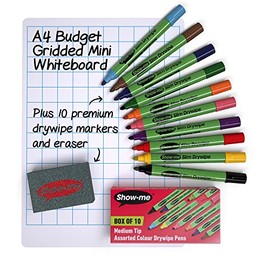 Show Me A4 Gridded Mini Whiteboard Kit