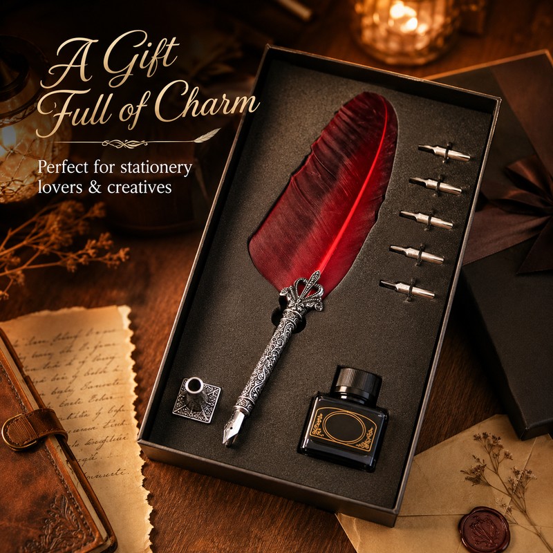 Feather Dip Pen Set for Calligraphy – Vintage Writing Kit