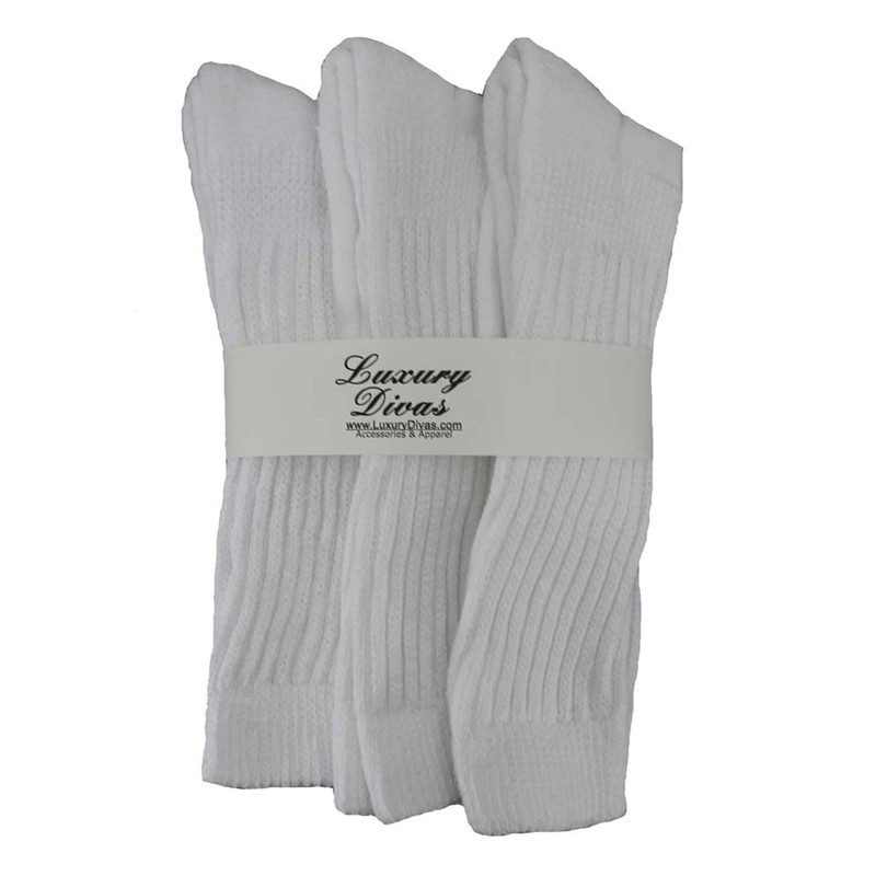 Luxury Divas White All Cotton 3 Pack Extra Heavy Slouch