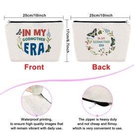 Godmother Gifts Makeup Bag Best Godmother Ever Gifts Christmas Birthday Present for God Mother from Godchild Baptism Present for Her Mother's Day Appreciation Souvenir Zipper Travel Cosmetic Bag