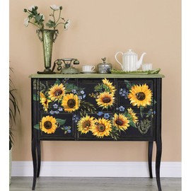 Floral De Amor® Sunflower Fields 3 Sheets,Design 22"x30" Furniture Transfer Bathroom Nightstands Table Decor Wall Decals DIY Wallpaper Murals Decor Kitchen