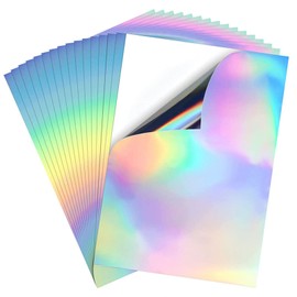Xolixorium Holographic Glossy Printable Vinyl Sticker Paper A4 Size 20 Sheets, Waterproof Quick-Dry Paper for Inkjet & Laser Printers, Vibrant Color Craft Supplies