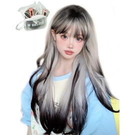 Emgrande Wig Creative Line [Supervised by Active Top Stylists] 6-Piece Set, High Tone Color, Women's Wig Bob, Semi-Long, Small Face Effect, Full Wig, (Oleo Gradation DY77A)