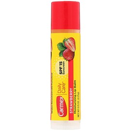 Carmex Cold Sore Relievers Carmex Daily Care Bálsamo labial hidratante fresa Spf 15, 0.15 onzas