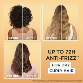 Garnier Ultimate Blends Cocoa Butter Hair Food Multi-Use Mask, Curl Restoring for Dry Curly Hair, Up to 72H Anti-Frizz, Boosted with Vitamins C, E, F,