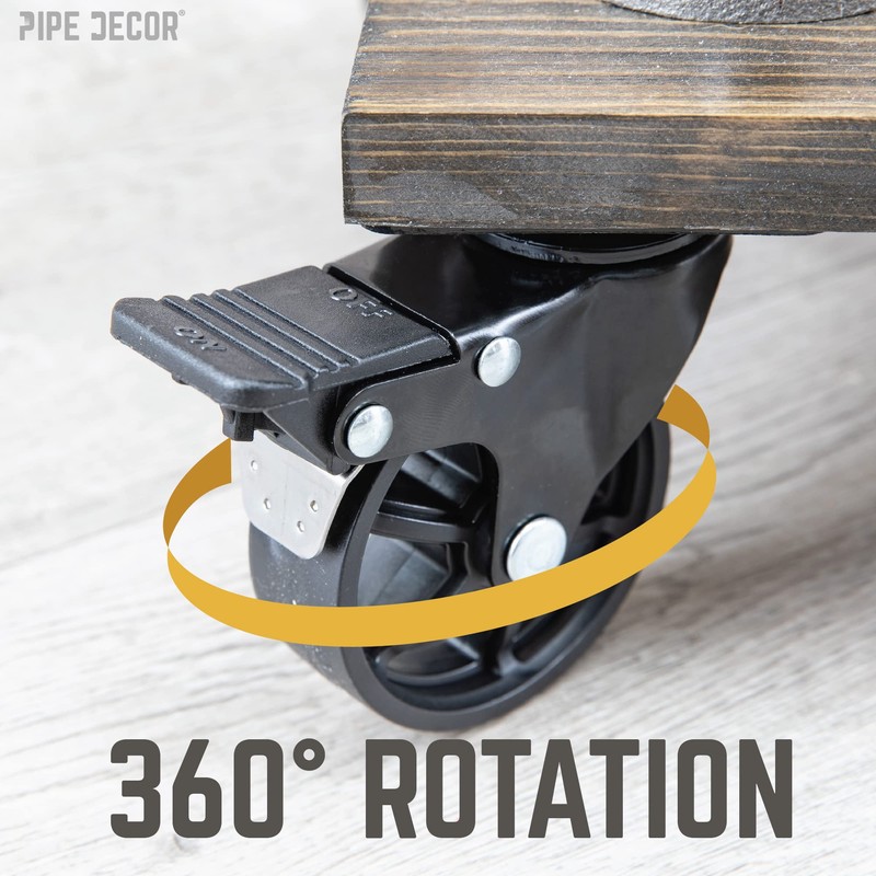 PIPE DECOR Mounted Swivel Caster Wheels (4-Pack), Mountable Casters for