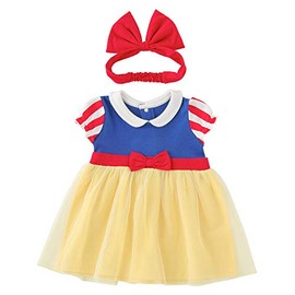 Chuckle Baby P2290 Princess Baby Clothes, Baby Dress, Short Sleeve, Hair Band, Halloween, Cosplay, Snow White