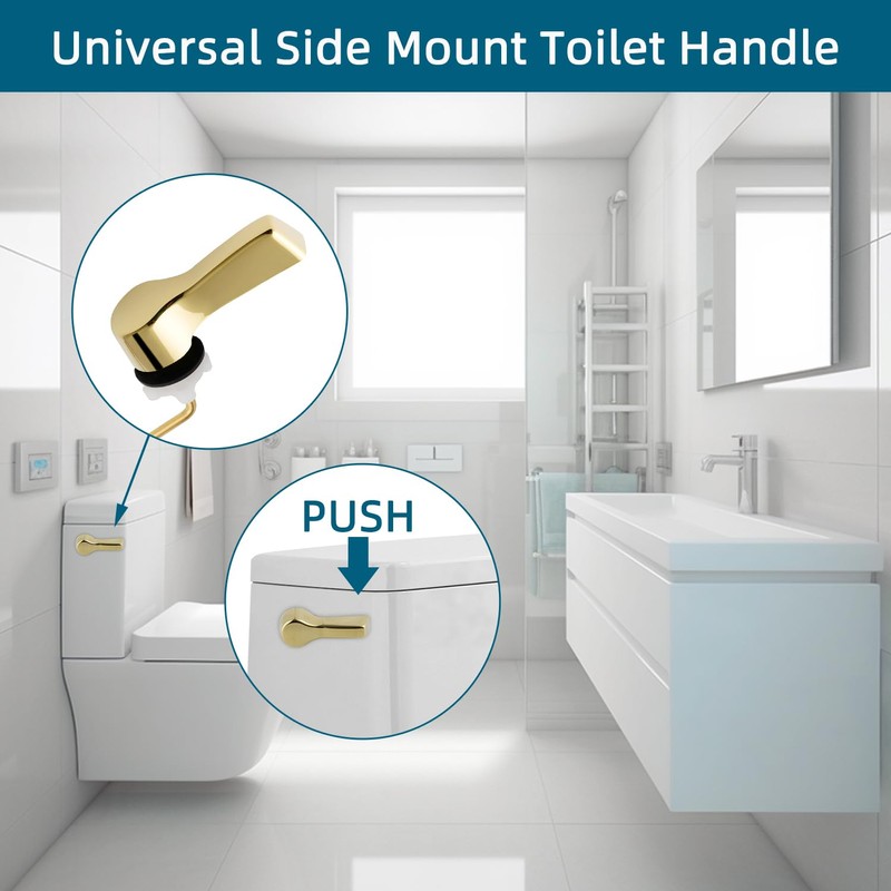Hygie Rinse Toilet Tank Lever, Brushed Gold - Universal, Durable
