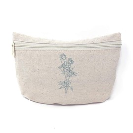 Custom Canvas Makeup Bag Geranium Blue Vintage Look Botanical & Flowers School Supplies Pencil Tote Pouch 9x6 Inches Natural Design Only
