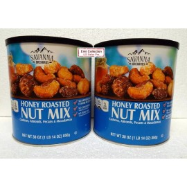 Savanna Orchards Honey Roasted Nut Mix Cashews, Almonds & Macadamias Bundle - 2 Cans
