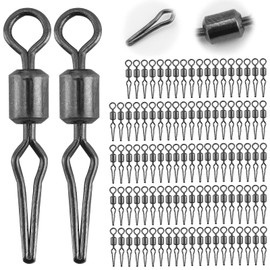 Goture Fishing Swivels, 100pcs Swivel Clips Fishing Tackle, Fishing Swivel Snap Clips Stainless Steel Quick Lock Hook Line Connector Saltwater Freshwater Fishing Accessories(Size #2)