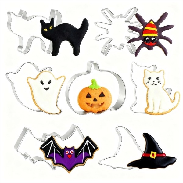 7 Pcs Halloween Cookie Cutters, Pumpkin Cookie Cutter, Stainless Steel,