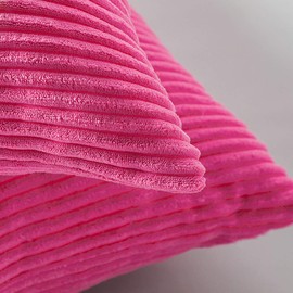 JOTOM Striped Corduroy Cushion Cover Set of 2 Home Decor Soft Throw Pillow Cover Square Pillowcase for Sofa Chair Couch Bedroom Decorative 45x45cm (45x45cm,2 Pieces, Striped|Hot Pink)