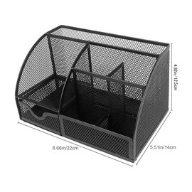 DARUITE Desk Organiser, Metal Office Organiser, Pen Organiser with Letter Tray, 7 Compartments, Multifunctional Desk Organiser for the Office, Scissors, Post-it, Sticky Notes